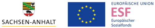 Logo Land Sachsen-Anhalt, Europaflagge und Europäischer Sozialfond